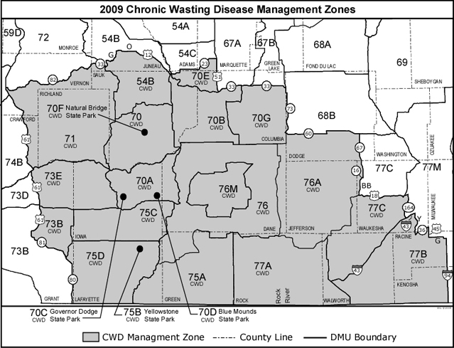 Click map to see deer population estimates in CWD zone.